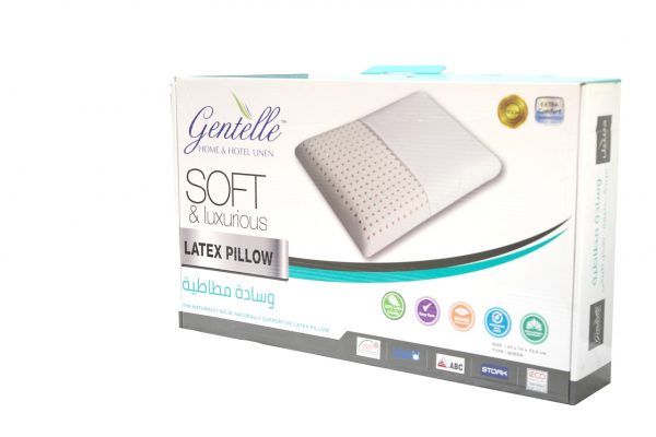 Gentelle Natural Latex Pillow - Standard 40x60cm - Anti-bacterial, Mildew-proof, Hypoallergenic, Anti-microbial