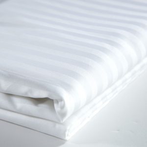 Bed Sheet White Single DELUXE 160x270cm - 250TC, Polycotton, Sateen Stripe 1cm Vertical