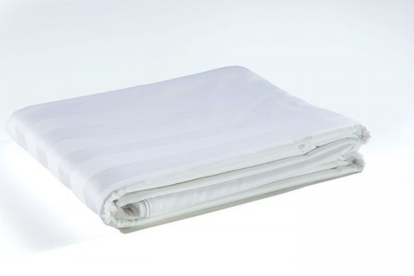 Bed Sheet White Single DELUXE 160x270cm - 250TC, Polycotton, Sateen Stripe 3cm Vertical