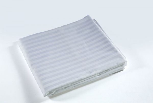 Bed Sheet White King PREMIUM 300x300cm - 300TC, 100% Cotton, Sateen Stripe 1cm Vertical