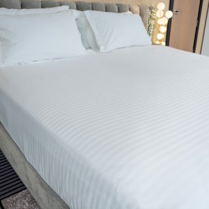 Premium Flat Sheet White Striped