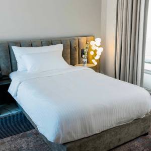 Premium Duvet Cover 170x245cm – 300TC 100% Cotton, 1cm Vertical Stripe, Tie Knot Closure, Soft, Breathable & Hotel Quality